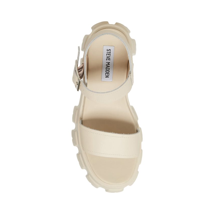 Sandalias de Plataforma Steve Madden Ellie Cuero Mujer Blancas | ES WC14E9